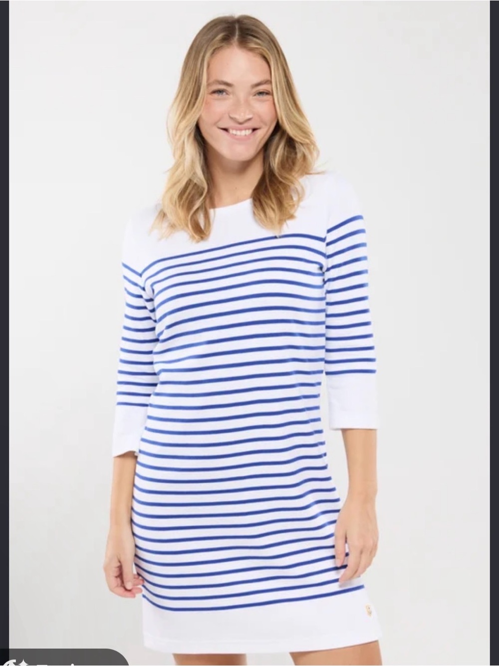 Vineyard Vines White & Blue Striped Lace Trim Dress